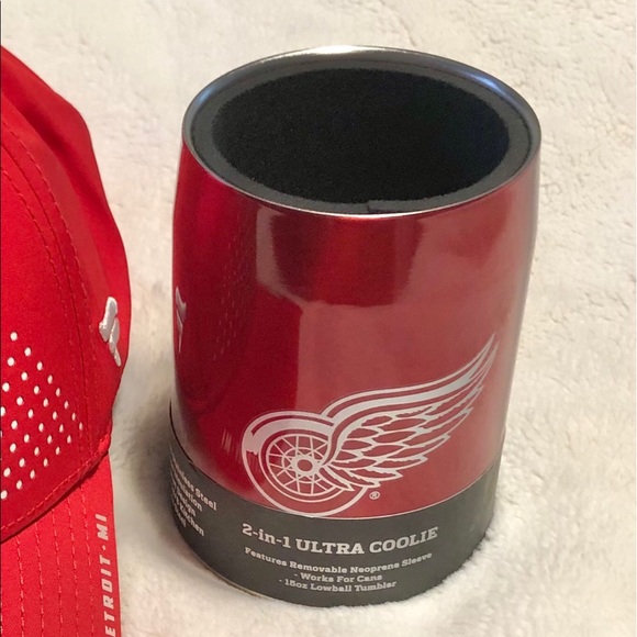 NWT Red Wings Stretch Fit Hat & Stainless Koozie Set - Picture 6 of 6